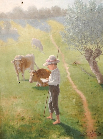 Benjamin Rabu, Cowherd, signed and dated 1896, oil on canvas, 72 x 53cm